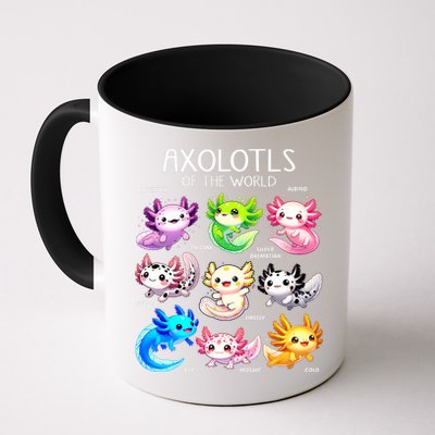 Axolotls Of The World Kawaii Types Of Axolotl Fish Amphibian Mug