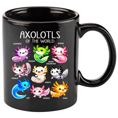 Axolotls Of The World Kawaii Types Of Axolotl Fish Amphibian 11oz C Handle Ceramic Mug