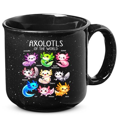 Axolotls Of The World Kawaii Types Of Axolotl Fish Amphibian 15oz Campfire Ceramic Mug