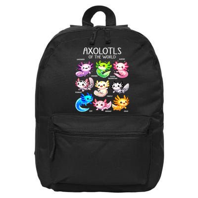 Axolotls Of The World Kawaii Types Of Axolotl Fish Amphibian 16 in Basic Backpack