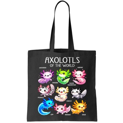 Axolotls Of The World Kawaii Types Of Axolotl Fish Amphibian Bag
