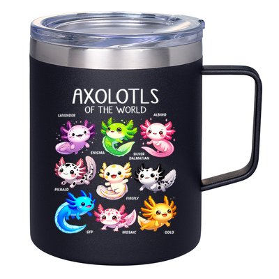 Axolotls Of The World Kawaii Types Of Axolotl Fish Amphibian 12oz Stainless Steel Coffee Mug