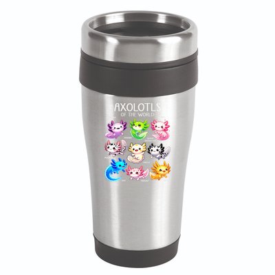 Axolotls Of The World Kawaii Types Of Axolotl Fish Amphibian 16oz Travel Tumbler
