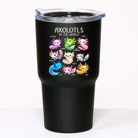 Axolotls Of The World Kawaii Types Of Axolotl Fish Amphibian Tumbler
