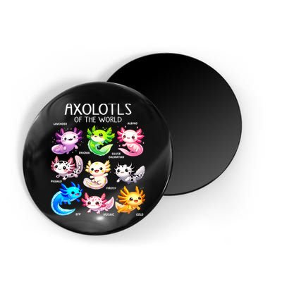 Axolotls Of The World Kawaii Types Of Axolotl Fish Amphibian Magnet