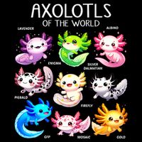 Axolotls Of The World Kawaii Types Of Axolotl Fish Amphibian Poster