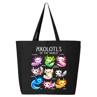 Axolotls Of The World Kawaii Types Of Axolotl Fish Amphibian 25L Jumbo Tote