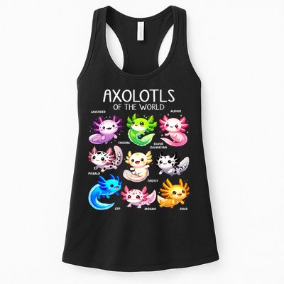 Axolotls Of The World Kawaii Types Of Axolotl Fish Amphibian Womens Tank Top