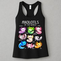 Axolotls Of The World Kawaii Types Of Axolotl Fish Amphibian Womens Tank Top