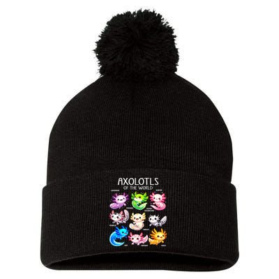 Axolotls Of The World Kawaii Types Of Axolotl Fish Amphibian Pom Pom 12in Knit Beanie