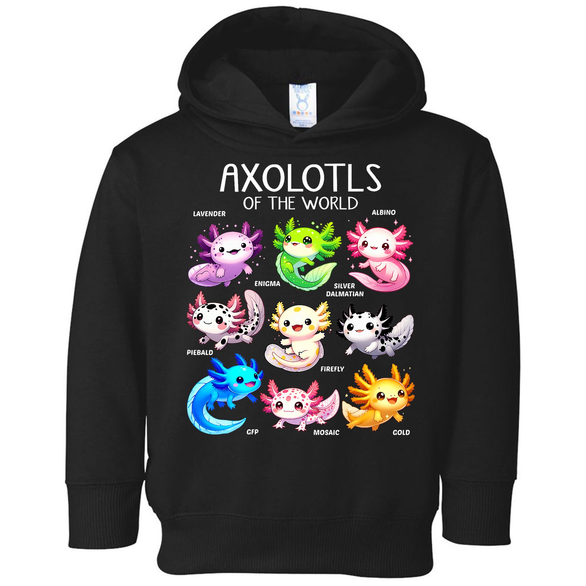Axolotls Of The World Kawaii Types Of Axolotl Fish Amphibian Toddler Hoodie