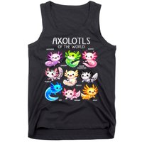 Axolotls Of The World Kawaii Types Of Axolotl Fish Amphibian Tank Top