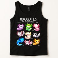 Axolotls Of The World Kawaii Types Of Axolotl Fish Amphibian Tank Top