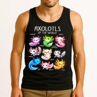 Axolotls Of The World Kawaii Types Of Axolotl Fish Amphibian Tank Top