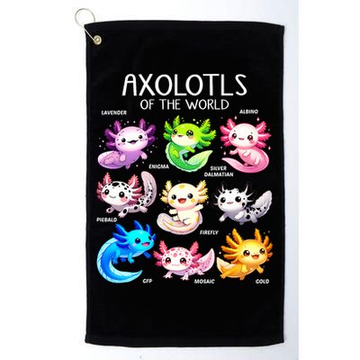 Axolotls Of The World Kawaii Types Of Axolotl Fish Amphibian Golf Towel