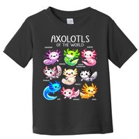 Axolotls Of The World Kawaii Types Of Axolotl Fish Amphibian Toddler T-Shirt