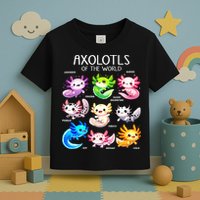 Axolotls Of The World Kawaii Types Of Axolotl Fish Amphibian Toddler T-Shirt