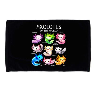 Axolotls Of The World Kawaii Types Of Axolotl Fish Amphibian Microfiber Hand Towel
