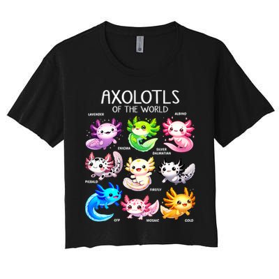 Axolotls Of The World Kawaii Types Of Axolotl Fish Amphibian Crop Top