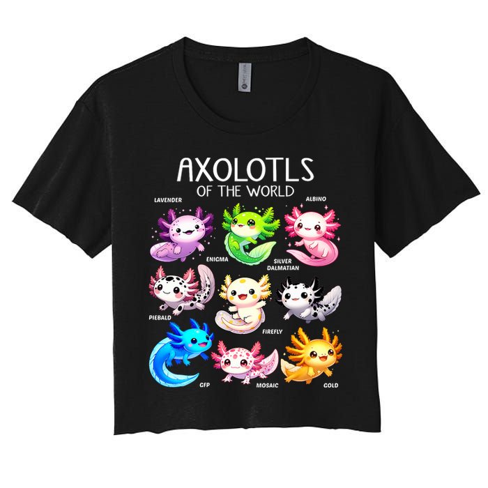 Axolotls Of The World Kawaii Types Of Axolotl Fish Amphibian Crop Top
