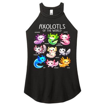 Axolotls Of The World Kawaii Types Of Axolotl Fish Amphibian Women's Perfect Tri Rocker Tank