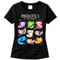 Axolotls Of The World Kawaii Types Of Axolotl Fish Amphibian Womens T-Shirt