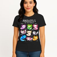 Axolotls Of The World Kawaii Types Of Axolotl Fish Amphibian Womens T-Shirt
