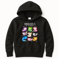 Axolotls Of The World Kawaii Types Of Axolotl Fish Amphibian Kids Hoodie