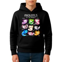 Axolotls Of The World Kawaii Types Of Axolotl Fish Amphibian Kids Hoodie