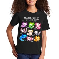 Axolotls Of The World Kawaii Types Of Axolotl Fish Amphibian Kids T-Shirt
