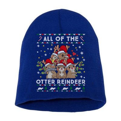 All Of The Otter Reindeer Ugly Christmas Sweater Gift Short Acrylic Beanie