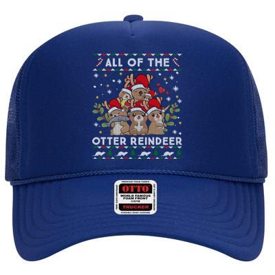 All Of The Otter Reindeer Ugly Christmas Sweater Gift High Crown Mesh Back Trucker Hat