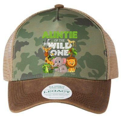 Auntie Of The Wild One Zoo Safari Jungle Animals Lover Legacy Tie Dye Trucker Hat