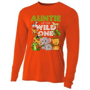 Auntie Of The Wild One Zoo Safari Jungle Animals Lover Cooling Performance Long Sleeve Crew