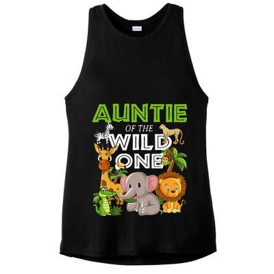 Auntie Of The Wild One Zoo Safari Jungle Animals Lover Ladies PosiCharge Tri-Blend Wicking Tank
