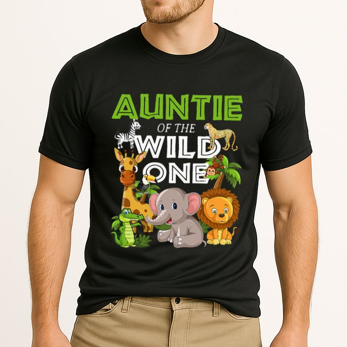 Auntie Of The Wild One Zoo Safari Jungle Animals Lover Cooling Performance Crew T-Shirt