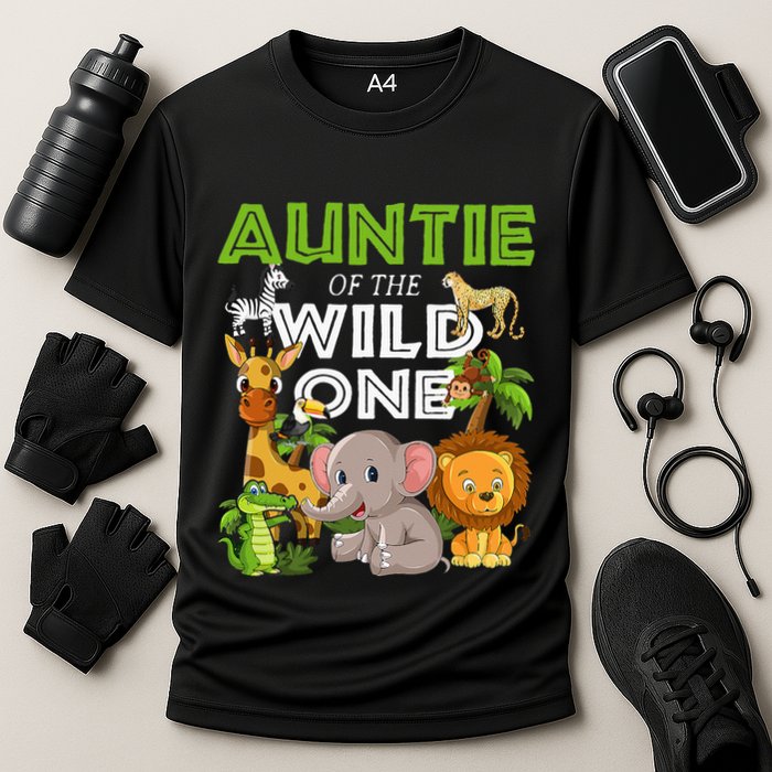 Auntie Of The Wild One Zoo Safari Jungle Animals Lover Cooling Performance Crew T-Shirt