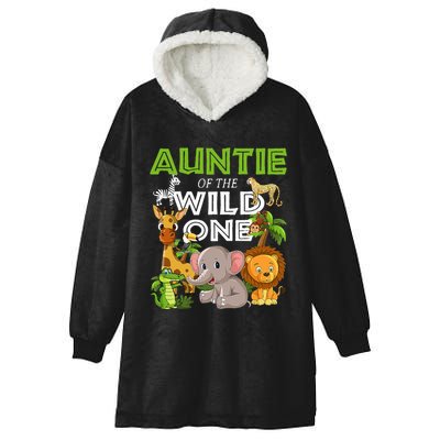Auntie Of The Wild One Zoo Safari Jungle Animals Lover Hooded Wearable Blanket