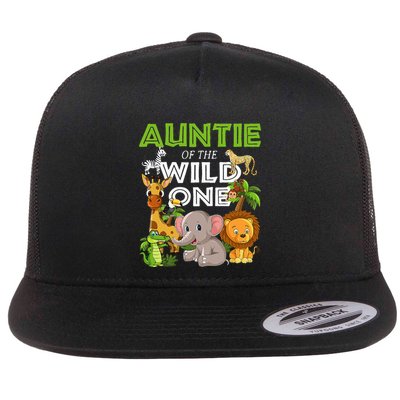 Auntie Of The Wild One Zoo Safari Jungle Animals Lover Flatbill Hat