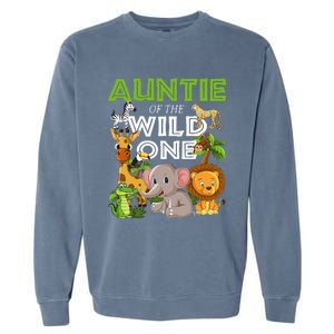 Auntie Of The Wild One Zoo Safari Jungle Animals Lover Garment-Dyed Sweatshirt