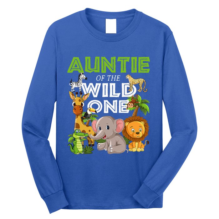 Auntie Of The Wild One Zoo Safari Jungle Animals Lover Long Sleeve Shirt