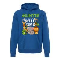 Auntie Of The Wild One Zoo Safari Jungle Animals Lover Premium Hoodie