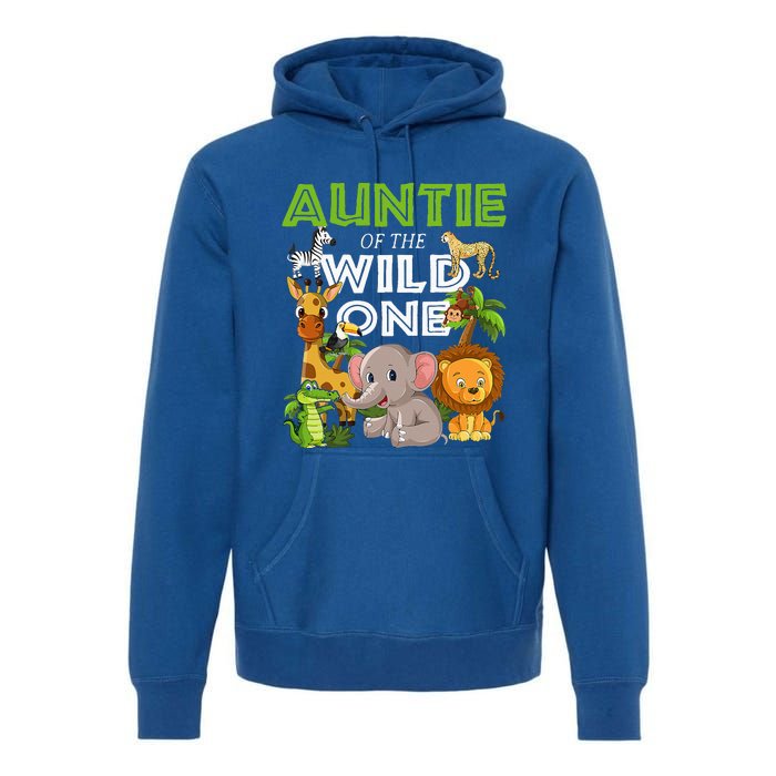 Auntie Of The Wild One Zoo Safari Jungle Animals Lover Premium Hoodie