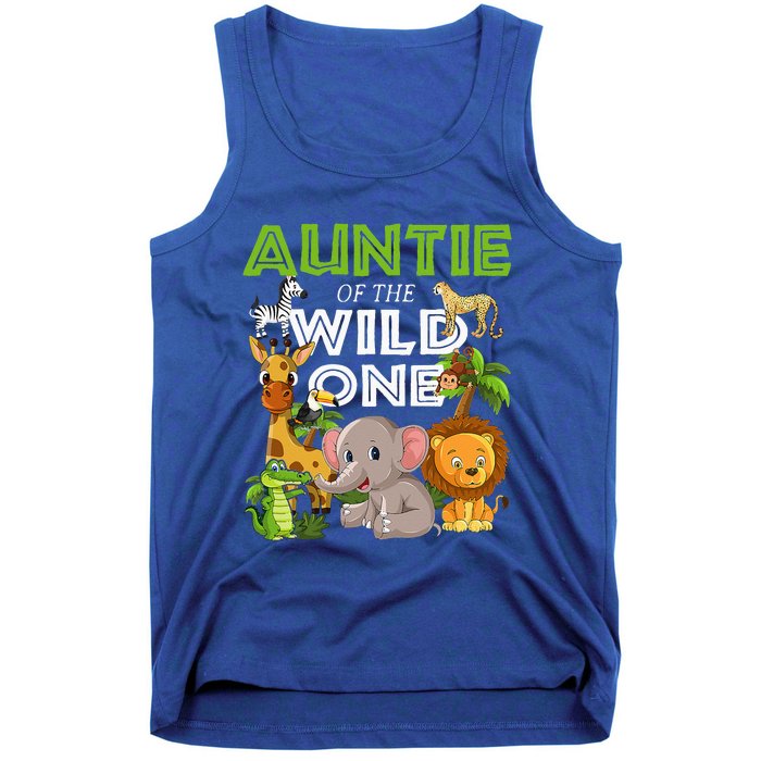 Auntie Of The Wild One Zoo Safari Jungle Animals Lover Tank Top