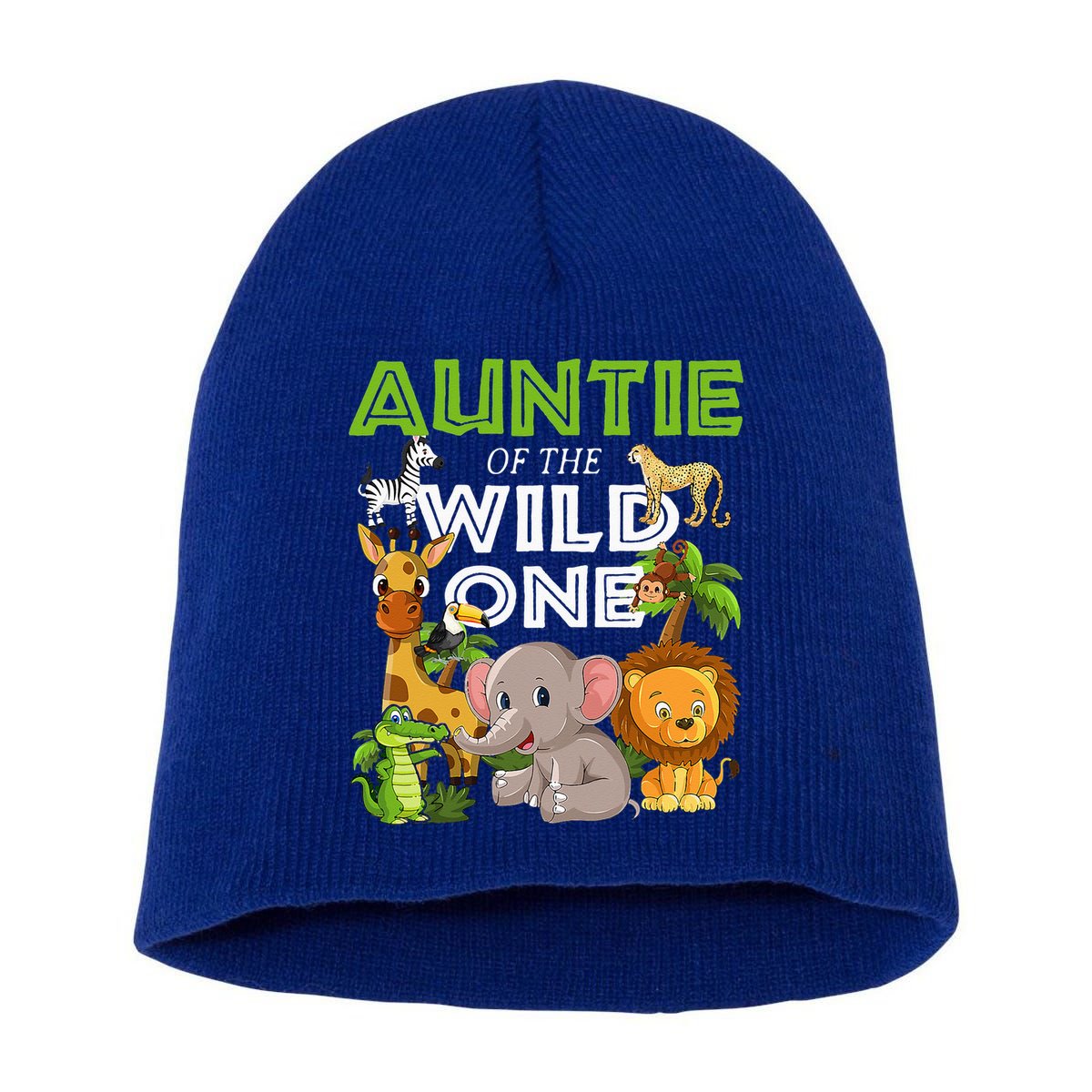 Auntie Of The Wild One Zoo Safari Jungle Animals Lover Short Acrylic Beanie