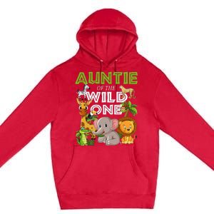 Auntie Of The Wild One Zoo Safari Jungle Animals Lover Premium Pullover Hoodie