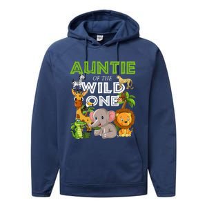 Auntie Of The Wild One Zoo Safari Jungle Animals Lover Performance Fleece Hoodie