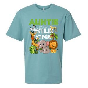 Auntie Of The Wild One Zoo Safari Jungle Animals Lover Sueded Cloud Jersey T-Shirt