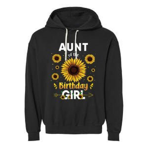 Aunt Of The Birthday Sunflower Party Family Matching Garment-Dyed Fleece Hoodie