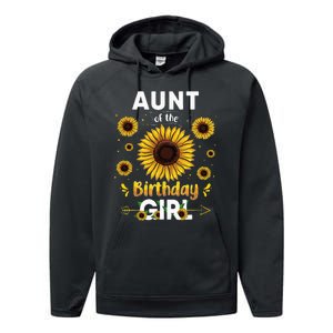 Aunt Of The Birthday Sunflower Party Family Matching Performance Fleece Hoodie